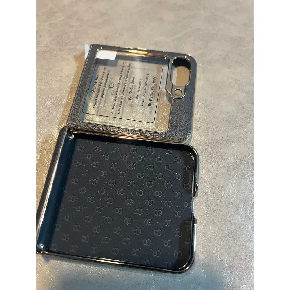 YOOVEI For Galaxy Z Flip 6 Case Luxury Leather With Screen Protector